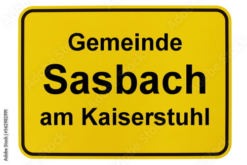 Illustration eines Ortsschildes der Gemeinde Sasbach am Kaiserstuhl in Baden-Württemberg photo