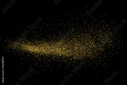 Gold Glitter Texture Isolated On Black. Goldish Color Sequins. Celebratory Background. Golden Explosion Of Confetti. Vector Illustration  Eps 10.