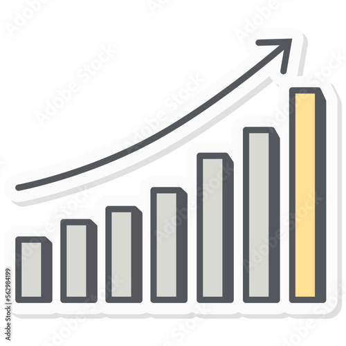Long-Term Rising Chart Infographics Sticker Company Budget Presentation Icon
