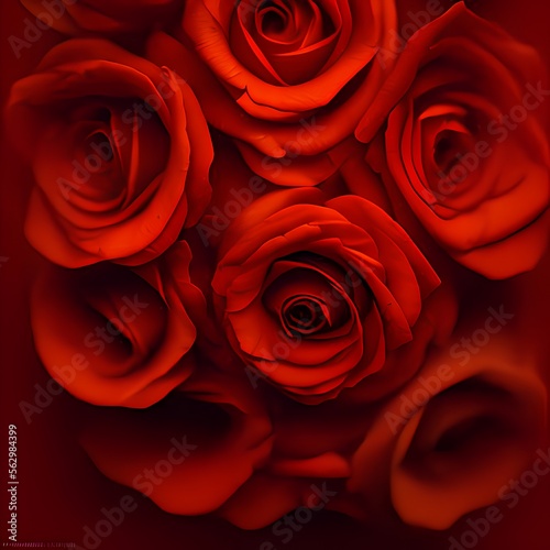 Generative AI close-up of red roses