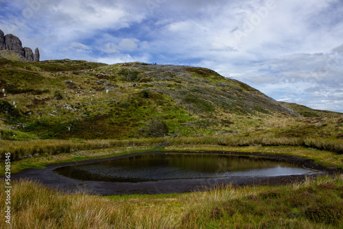 Lake in Old man of Storr in Scotland