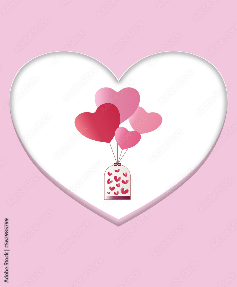 valentine card with heart and balloons 