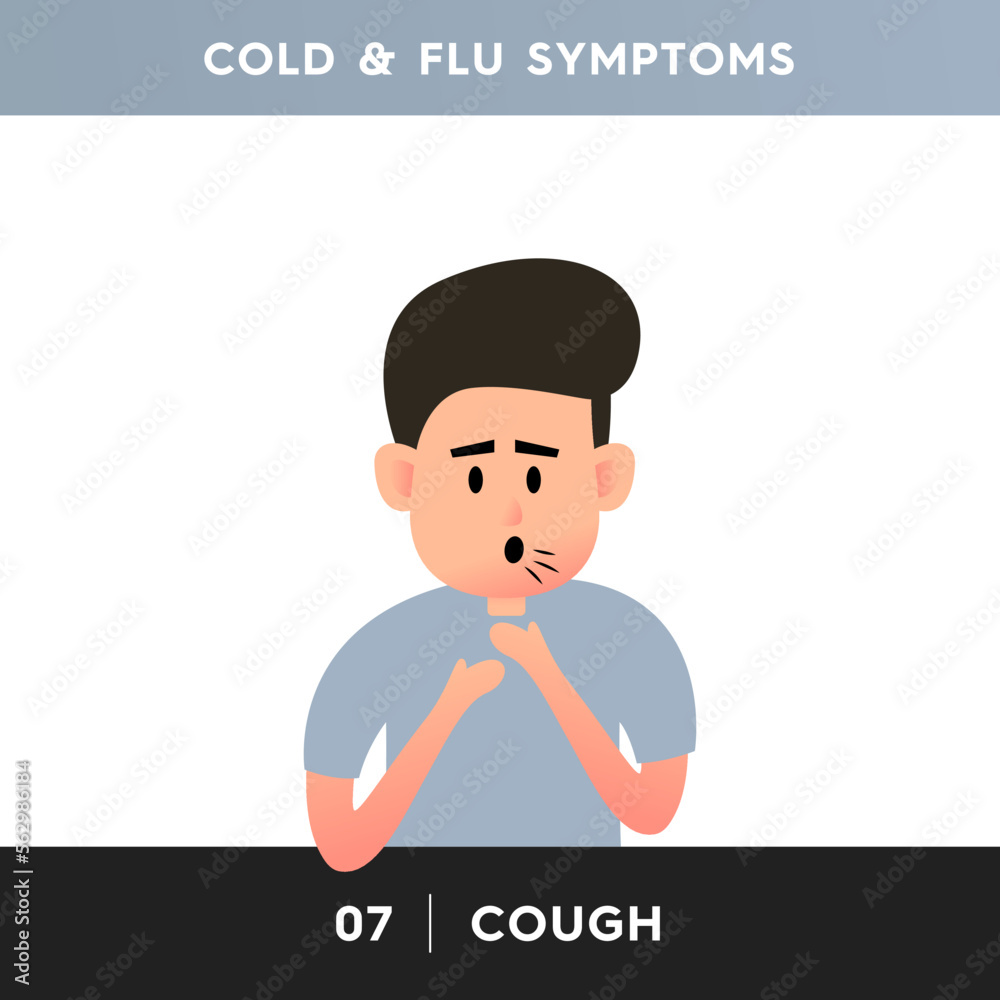 Vector illustration of a man suffering from a cold. A person