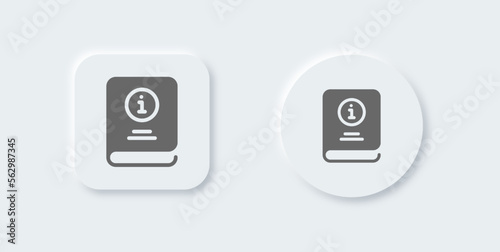 Guide solid icon in neomorphic design style. User manual signs vector illustration.