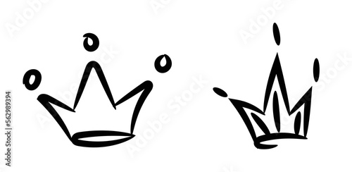 collection of doodle crown sign in black over white. Crown drip symbol. isolated on white background. vector illustration