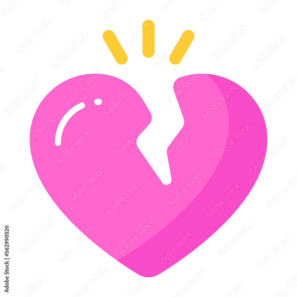Broken heart vector icon isolated on white background, shattered love Broken heart vector icon isolated on white background, shattered love