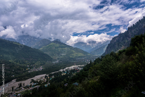 Manali, Himachal Pradesh, India - 01 September 2021 : Aerial view of Manali Town © Mubarak