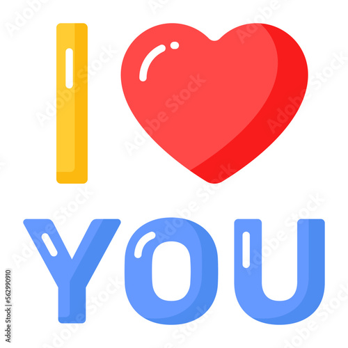 I love you vector icon, A valentine day special sentence