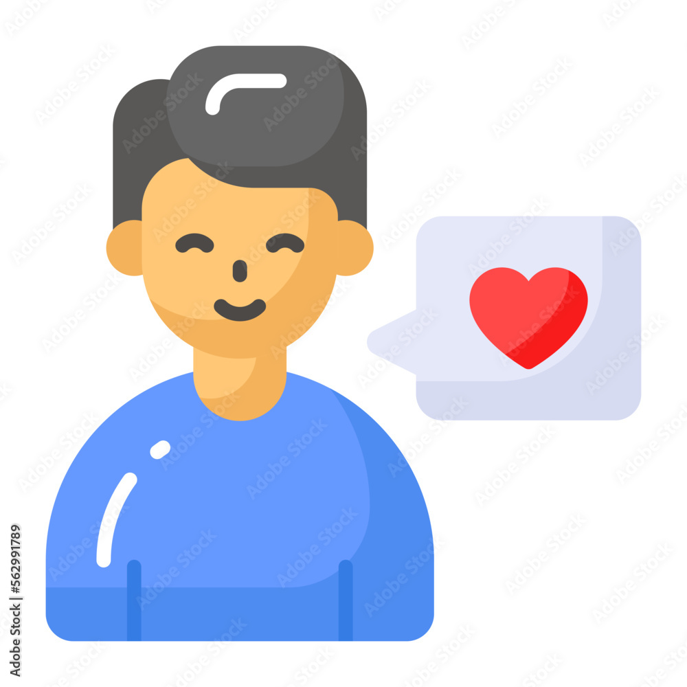 boy with chat bubble and heart, icon of love chat boy with chat bubble and heart, icon of love chat