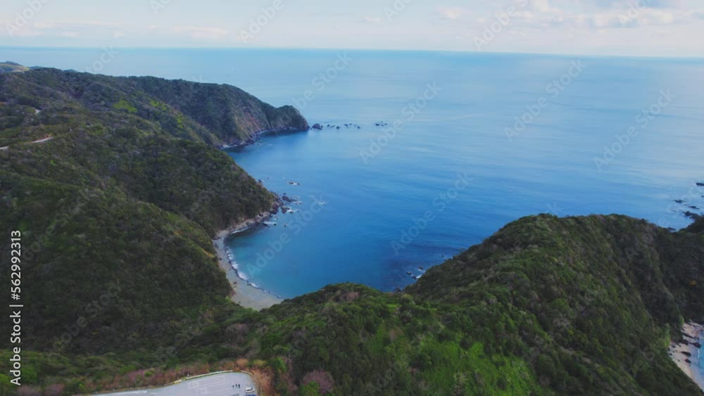 青い海と宇佐市の風景 高知県宇佐市上空から ドローン空撮 青い海と宇佐市の風景 高知県宇佐市上空から ドローン空撮