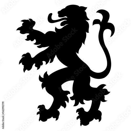 Logo heráldica con silueta de león medieval de pie