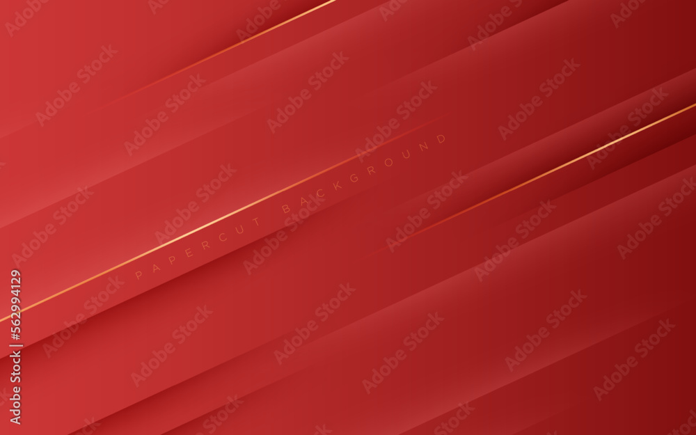 abstract red papercut diagonal stripe with gold line shadow and light background. eps10 vector abstract red papercut diagonal stripe with gold line shadow and light background. eps10 vector