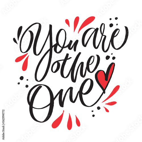 Lettering postcard about love. Happy Valentine'day card - hand drawn doodle lettering postcard. Heart, be mine. Vector
