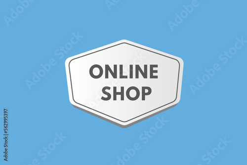online shop text Button. online shop Sign Icon Label Sticker Web Buttons