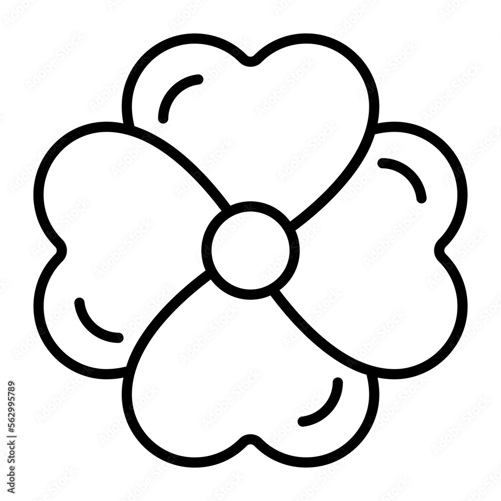 Heart shaped leaf vector of lucky flower, clover leaf Heart shaped leaf vector of lucky flower, clover leaf