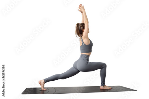 Yoga, young fitness woman workout mat exercise pose asana, tight clothing, insulated transparent background.