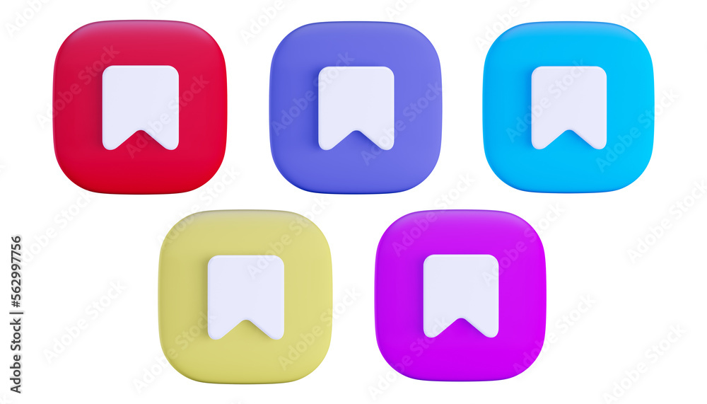 3d rendering bookmark icon save button squircle shape collection 3d rendering bookmark icon save button squircle shape collection