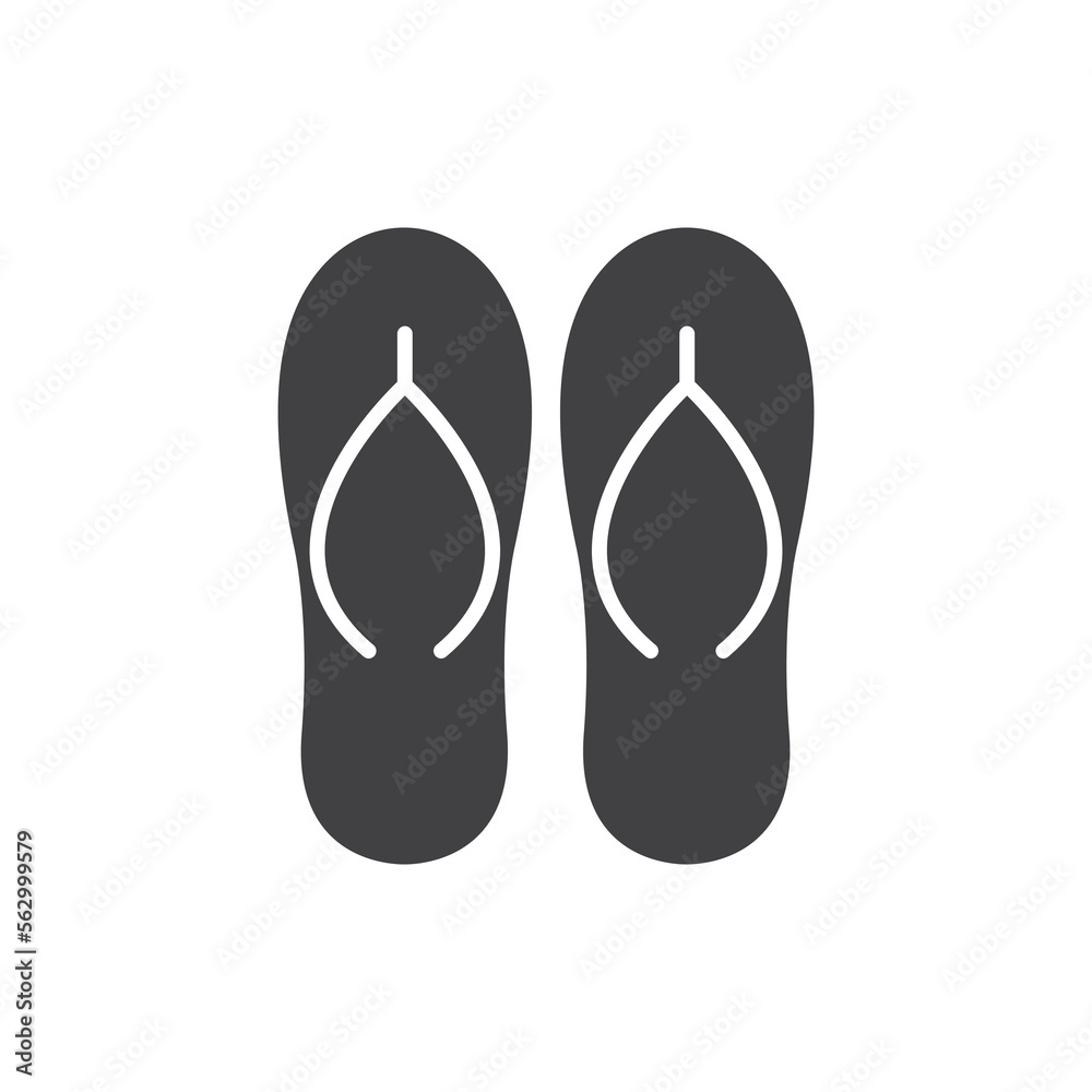 Flip flops sandal glyph style icon set. Vector graphic Flip flops sandal glyph style icon set. Vector graphic