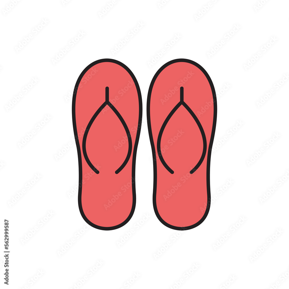 Flip flops sandal filled color style icon set. Vector graphic Flip flops sandal filled color style icon set. Vector graphic