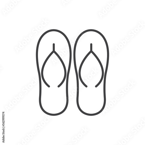 Flip flops sandal outline style icon set. Vector graphic