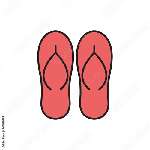 Flip flops sandal filled color style icon set. Vector graphic