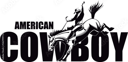 American cowboy. Artwork design, illustration for T-shirt printing, poster, badge wild west style, American western.