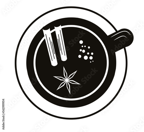 spices and herbs. Traditional drink. Thin line customizable illustration. Contour symbol. 