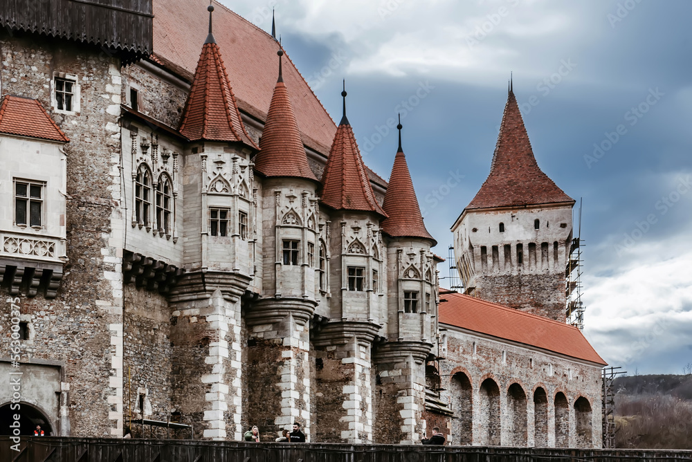 Medieval Windows of Corvin Castle in Transylvania