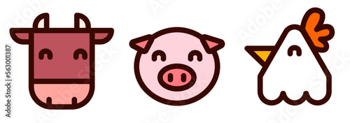牛肉　豚肉　鶏肉　精肉のイラストセット