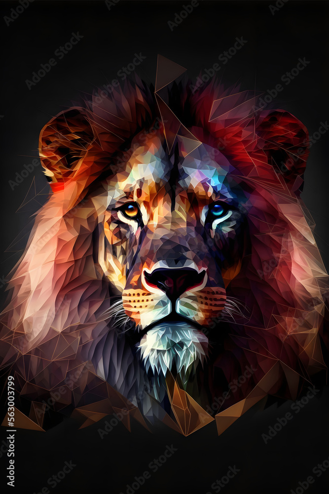 Lion in voxel art portrait, generative AI