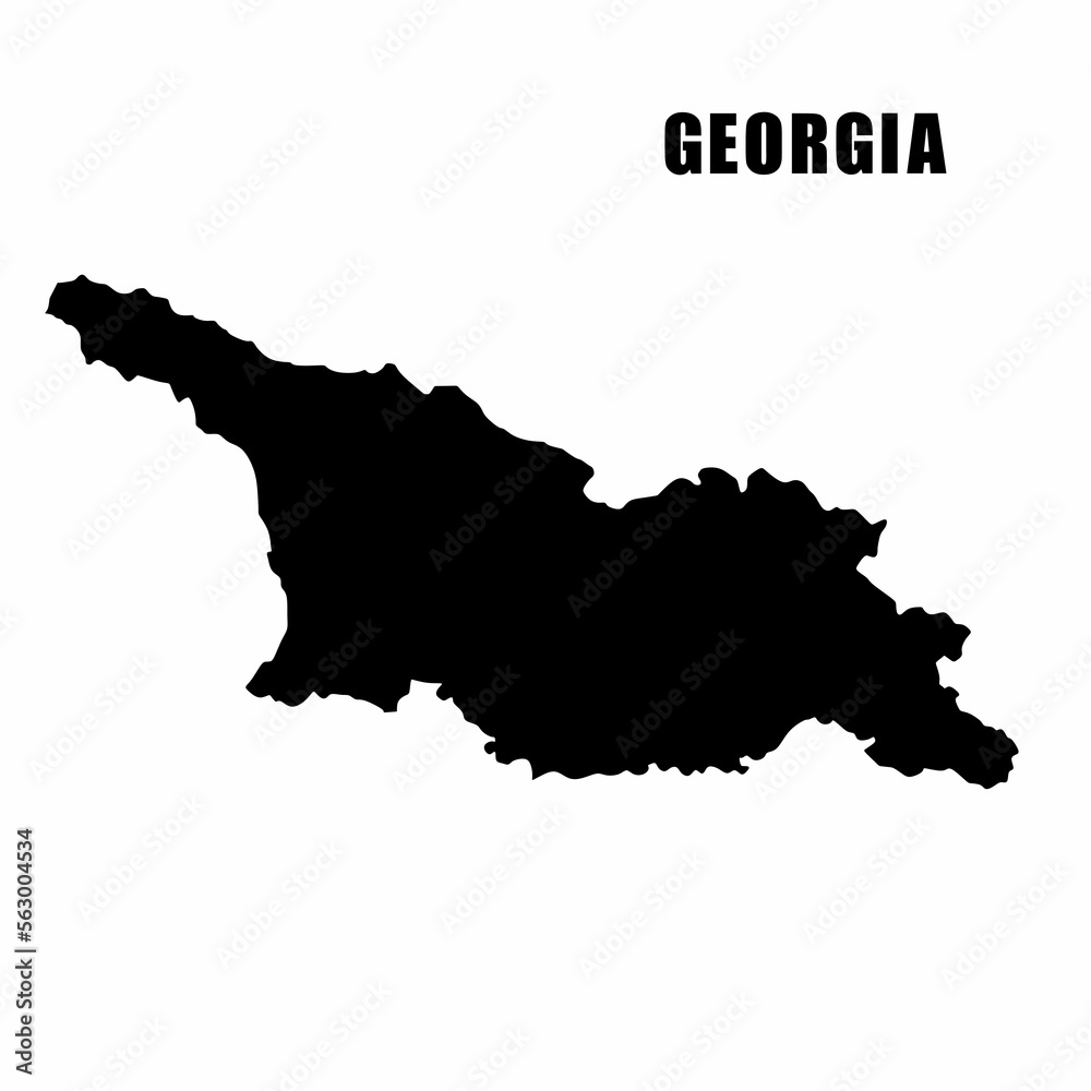 Vector illustration of outline map of Georgia. High-detail border map. Silhouette of a country map isolated on a white background. Map for infographic and geographic information.