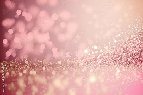 Pink Abstract Glitter Bokeh Background - Twinkling Lights, Festive Mood, Valentines Day Concept. Generative AI