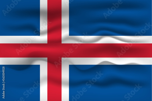 Waving flag of the country Iceland. Vector illustration.