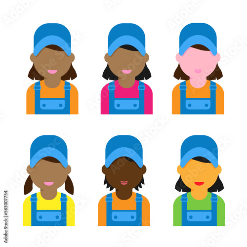 Repair service woman worker logo. Mechanic workshop. 
Vector illustration