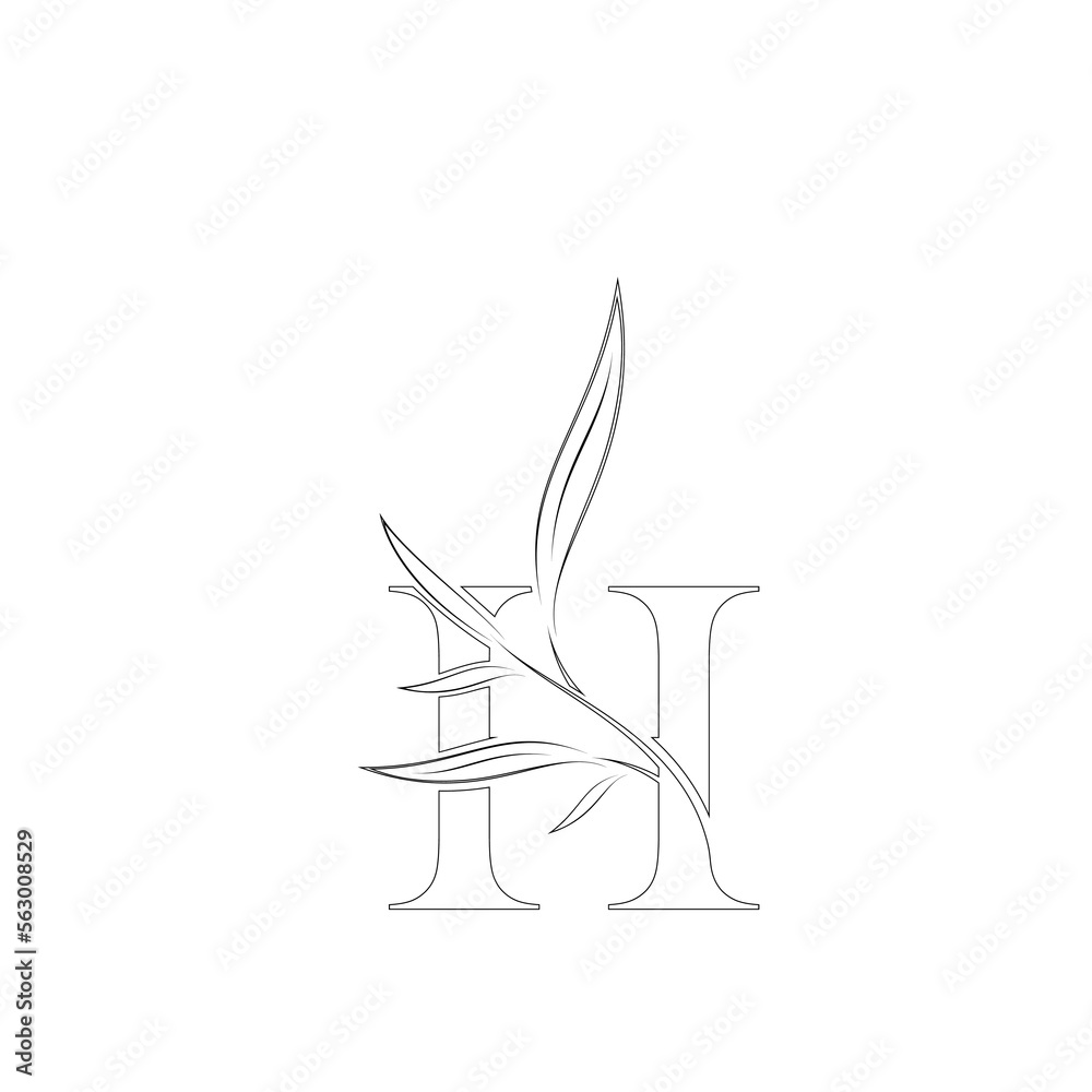 Aesthetic floral letter h line logo