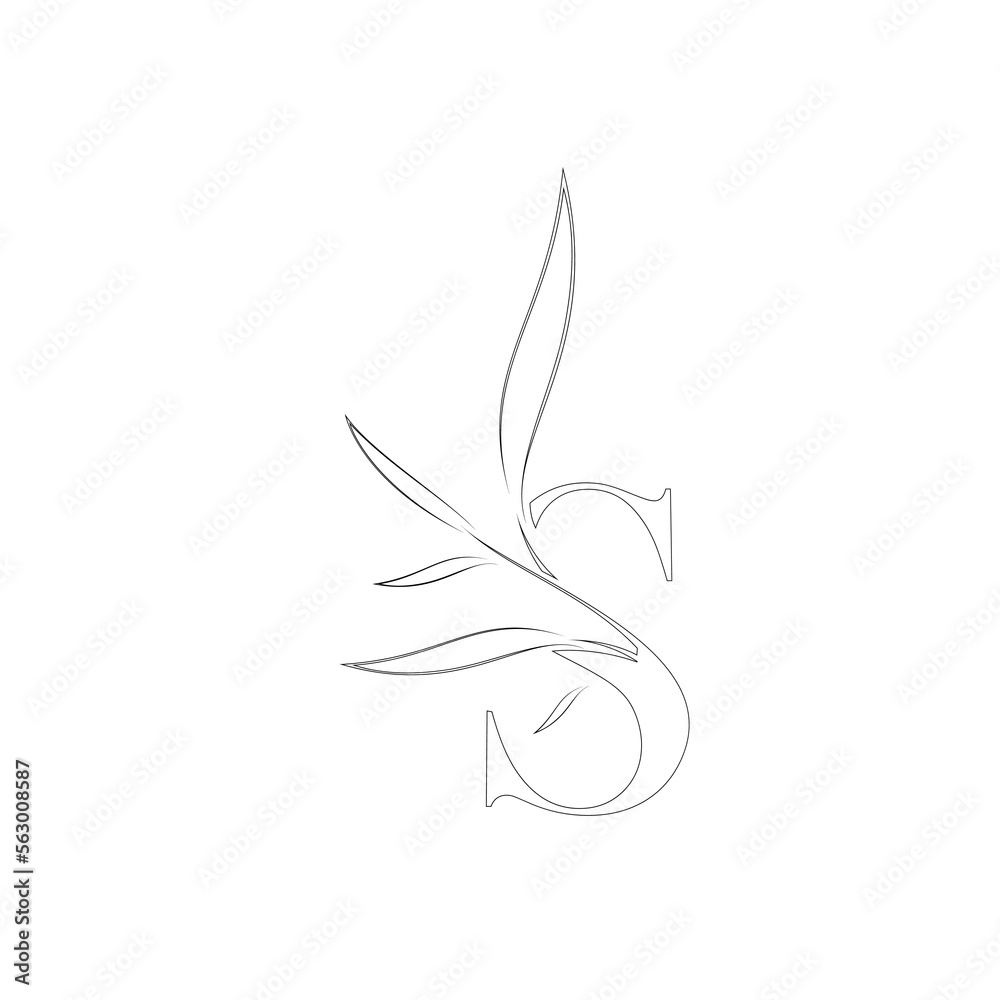 Aesthetic floral letter s line logo Aesthetic floral letter s line logo