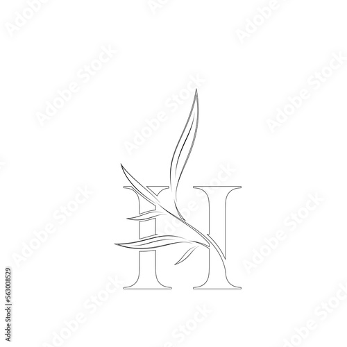Aesthetic floral letter h line logo