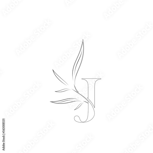 Aesthetic floral letter j line logo