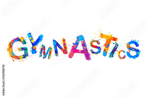 Gymnastics. Vector word of splash paint letters
