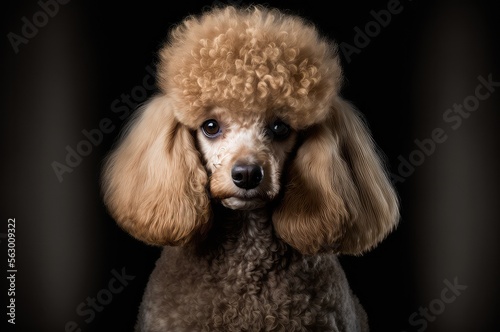poodle puppy with fluffy ears and looking cute, generative ai