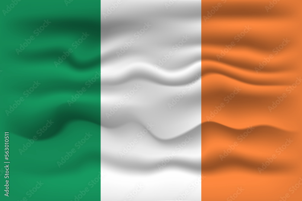 Waving flag of the country Ireland. Vector illustration. Waving flag of the country Ireland. Vector illustration.