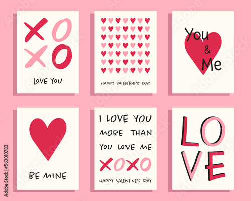 Valentine's day greeting cards set.	
 photo