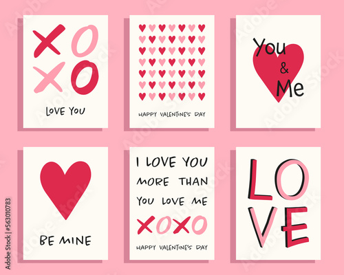 Valentine's day greeting cards set.	
