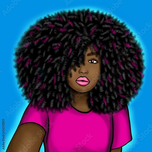 Beautiful black woman with afro hair digital art design