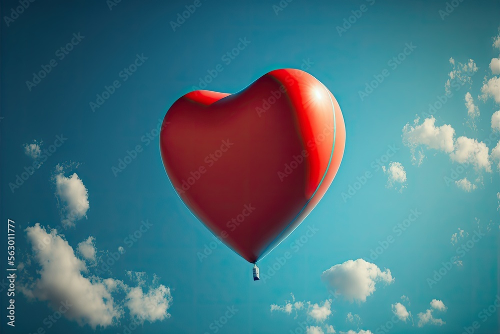  Heart Shape Hot Air Balloon, ai generated