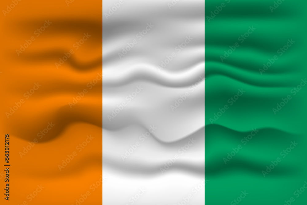Waving flag of the country Ivory coast. Vector illustration.