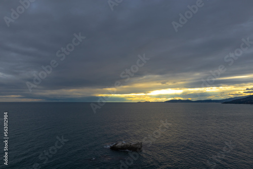 A magical evening atmosphere on the seashore  in Greece.