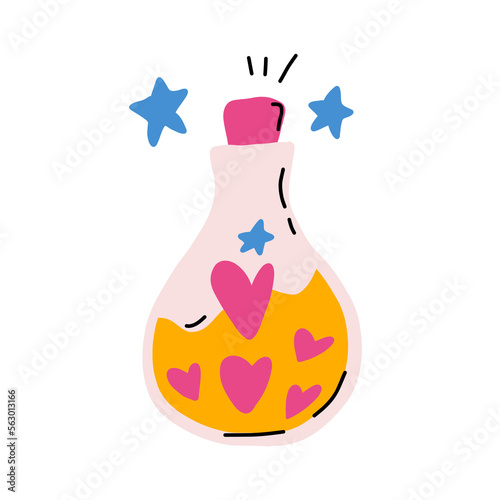 Vector hand drawn magic love potion bottle.