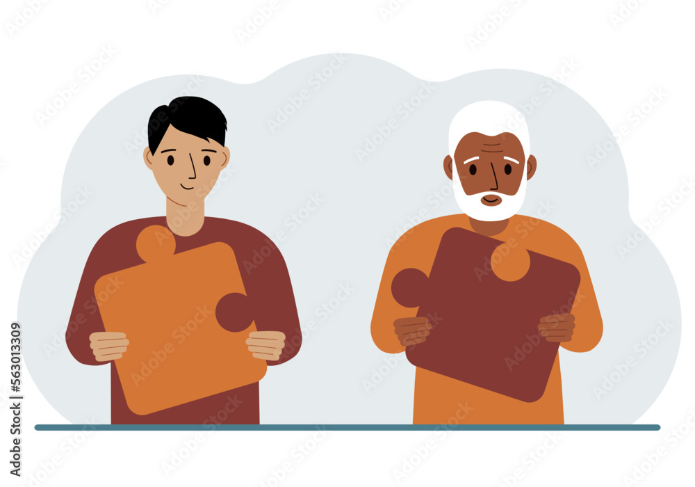 Team metaphor. People putting puzzle pieces together. The concept of teamwork and cooperation. Business concept. Team metaphor. People putting puzzle pieces together. The concept of teamwork and cooperation. Business concept.