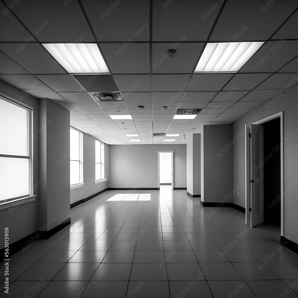 Fototapeta premium Empty office white grey created with AI